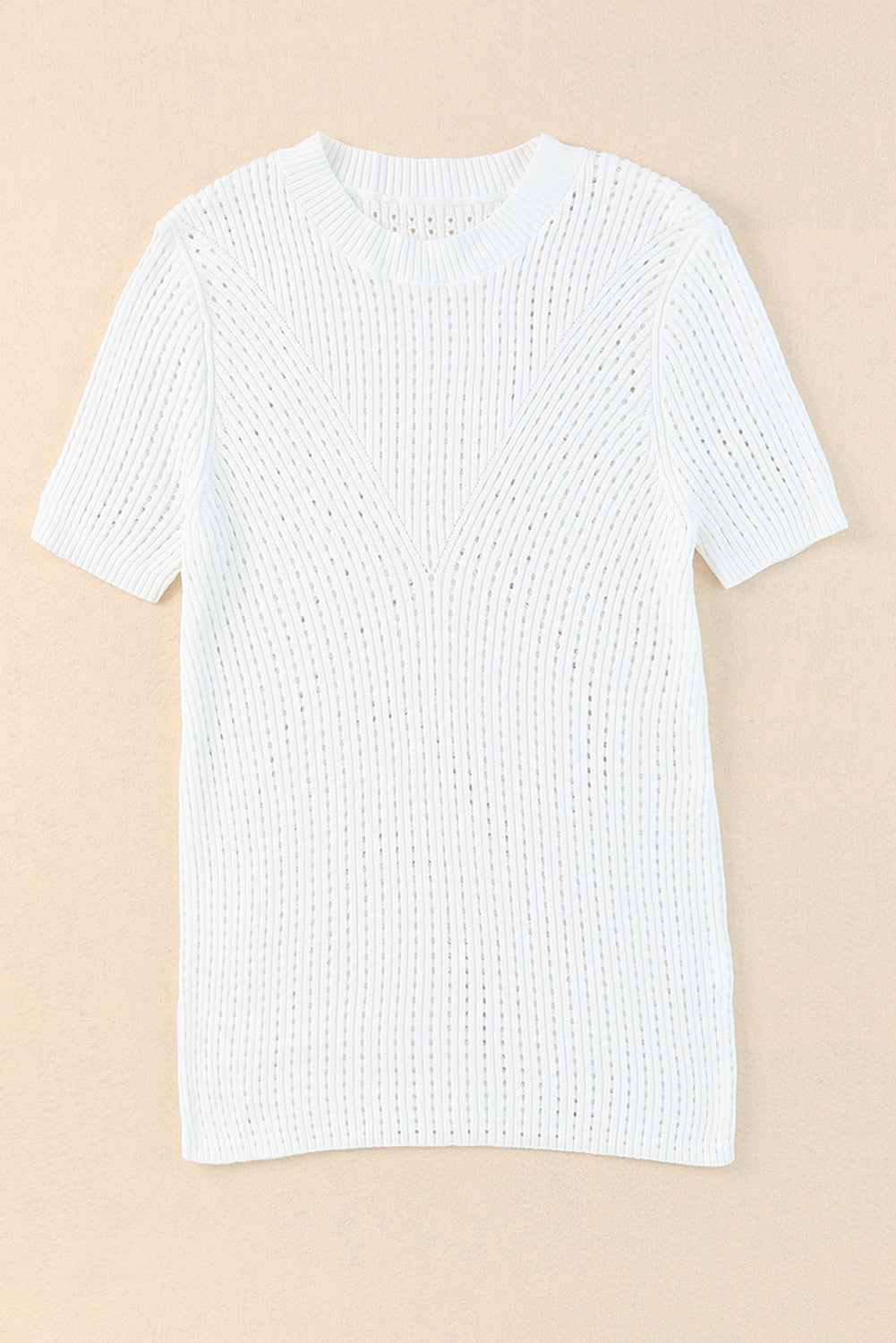 Hollow-out Knitted Short Sleeve T Shirt