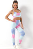 2pcs Tie Dye Yoga Bra and High Waist Leggings Set