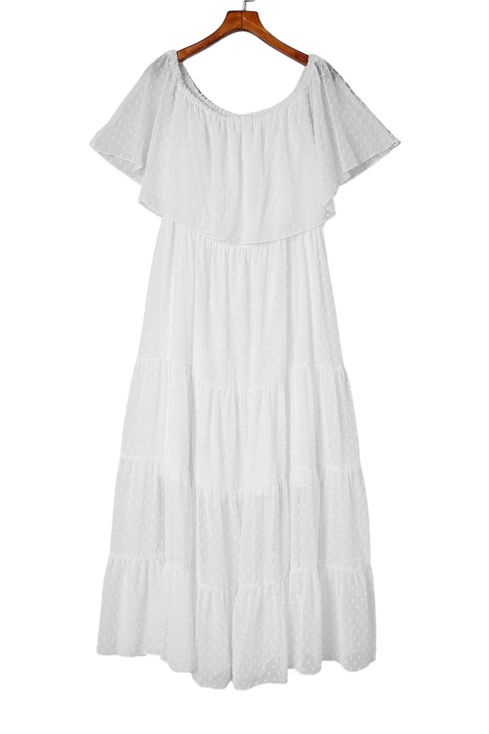 Swiss Dot Plus Size Ruffle Tiered Maxi Dress