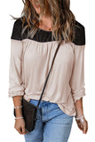 Round Neck Long Sleeve Color Block Tunic Top