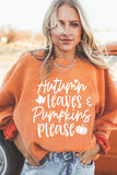 Sweat-shirt oversize côtelé orange Autumn Leaves Pumpkins Please 