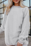 White Ribbed Corduroy Oversized Sweatshirt