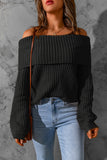 Ribbed Knit Off Shoulder Sweater