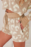 Animal Print Two-piece Long Sleeve and Shorts Lounge Set