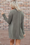 Moss Green Corded Open Front Knit Cardigan