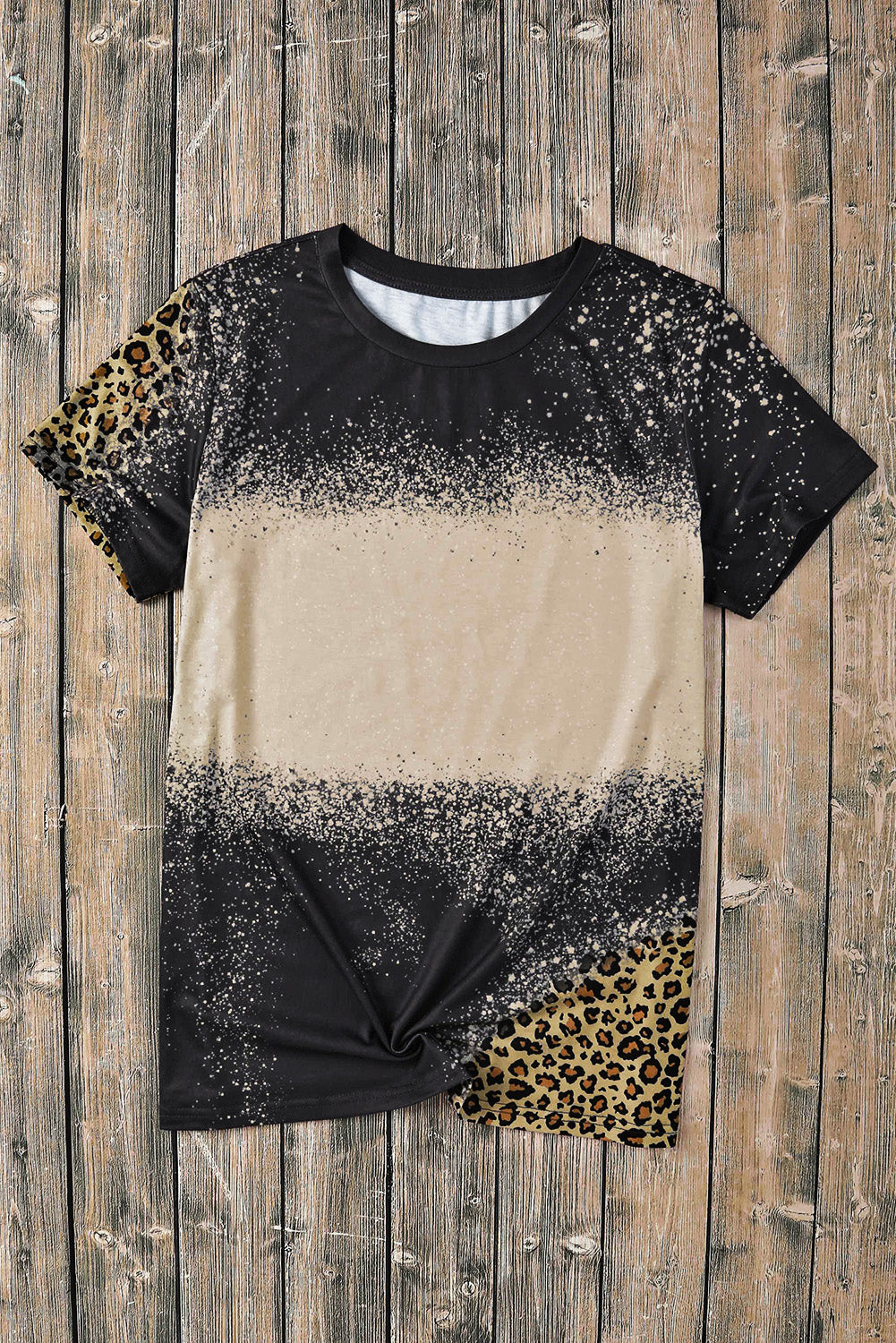 Bleached Blank Leopard Tie-dye Print T Shirt