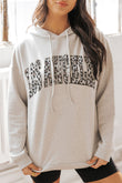 LOS ANGELES Leopard Letter Graphic Hooded Sweatshirt