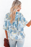 Paisley Print Wide Sleeves Loose Blouse