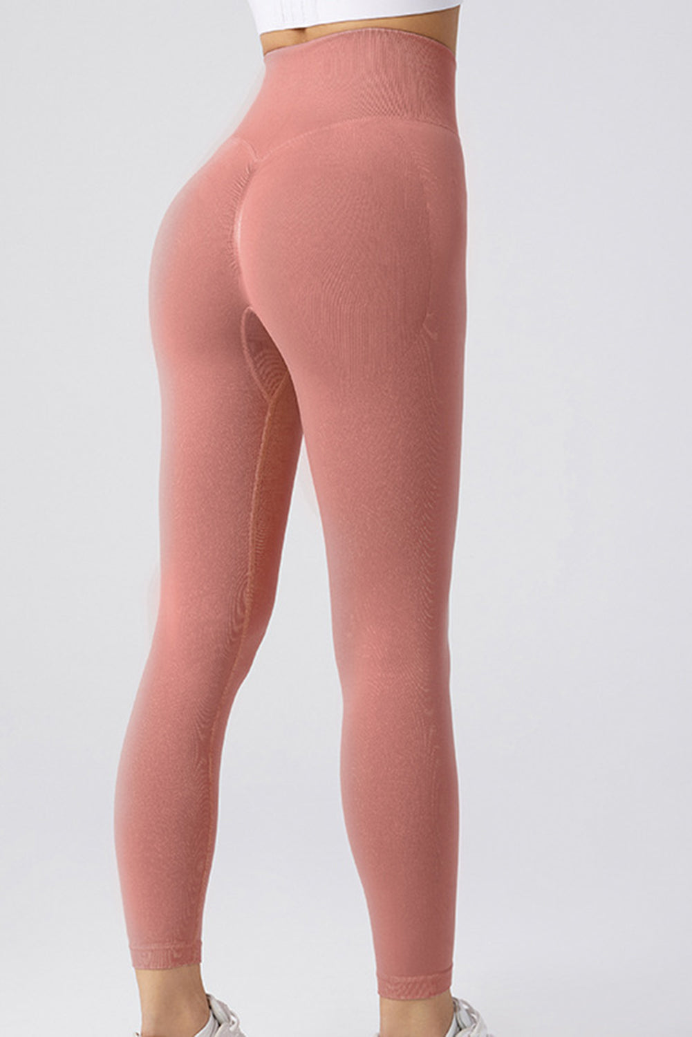 Leggings actifs de levage de fesses taille haute à large ceinture rose