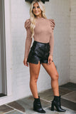 Puff Sleeve Suede Bodysuit