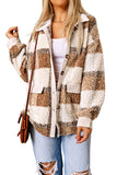 Plaid Pocketed Teddy Jacket