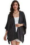 Lace Trim Ribbed Oversize Kimono