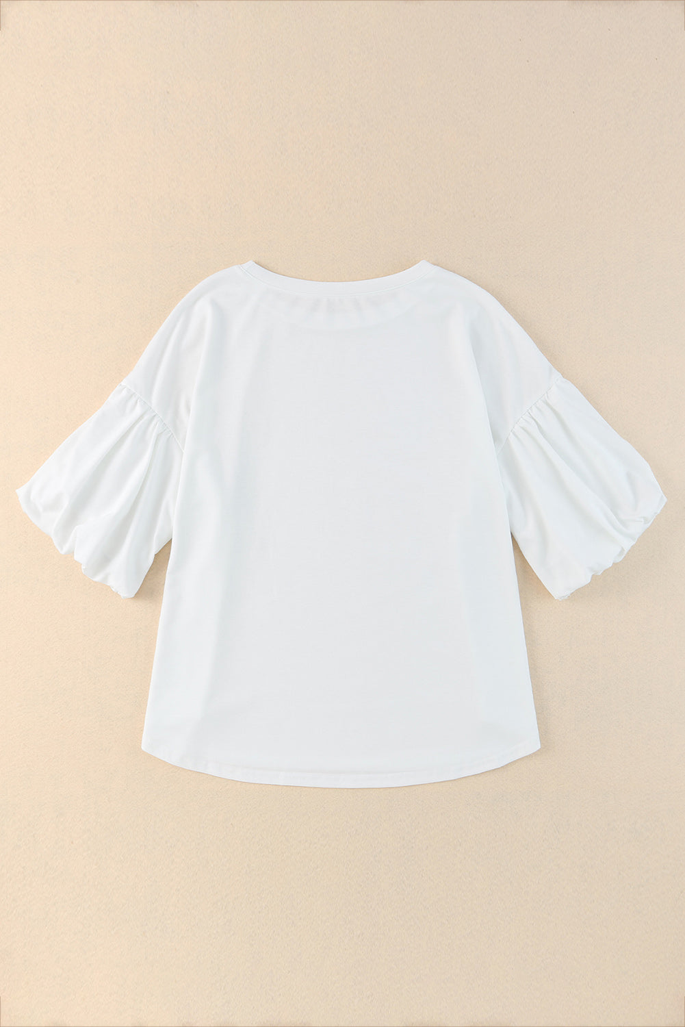 Joint Bubble Sleeve Round Neck Blouse