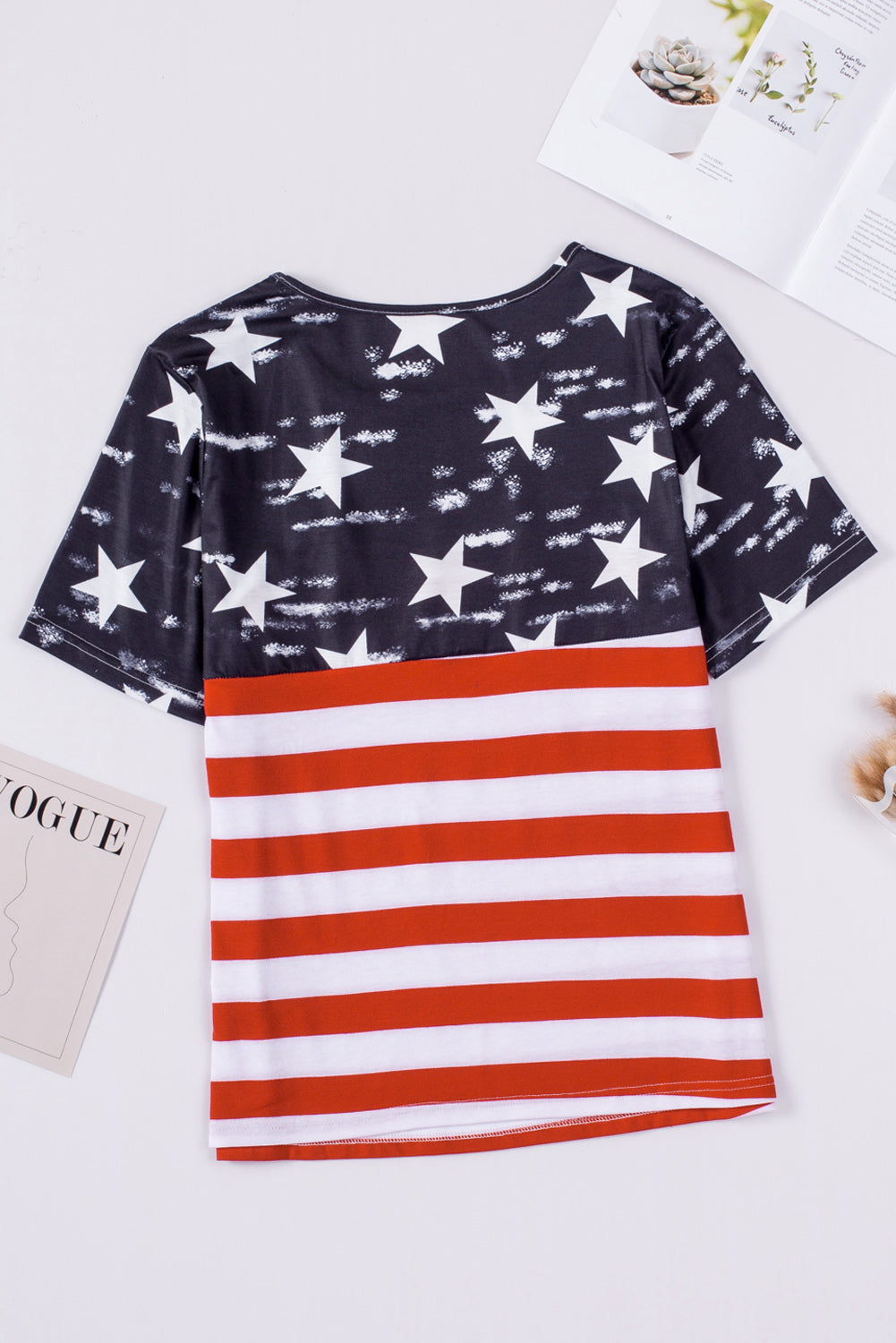 Contrast American Flag Cutout T-Shirt