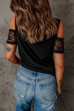 Lace Splicing Cold Shoulder T Shirt