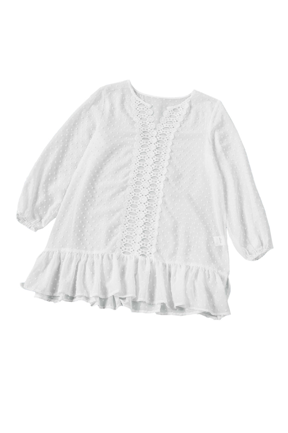 Swiss Dot Crochet Long Sleeve Beach Cover Up