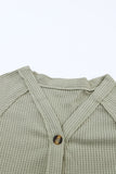 Exposed Seam Buttons Front Waffle Knit Cardigan