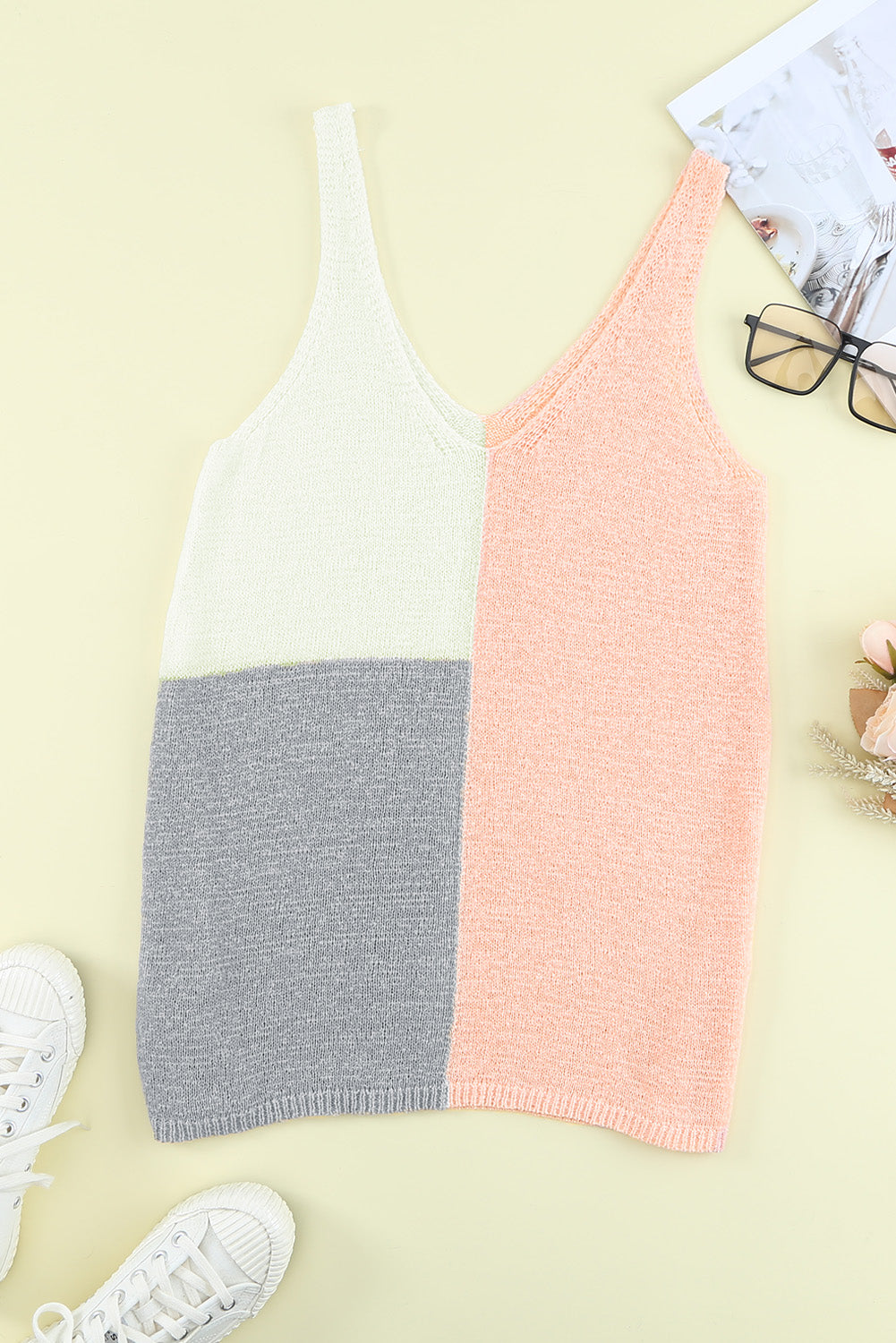 Color Block Knitted Tank Top