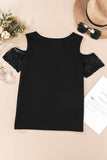 Lace Splicing Cold Shoulder T Shirt