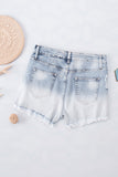 Bleached Wash Distressed Denim Shorts