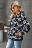 Camo Print Warm Furry Pullover Hoodie