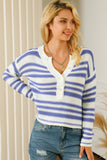 Pull Henley en tricot imprimé à rayures