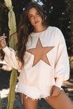 Black Studded Star Graphic Oversized Long Sleeve Top