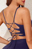 Ribbed Knit Lace-Up Back Bra