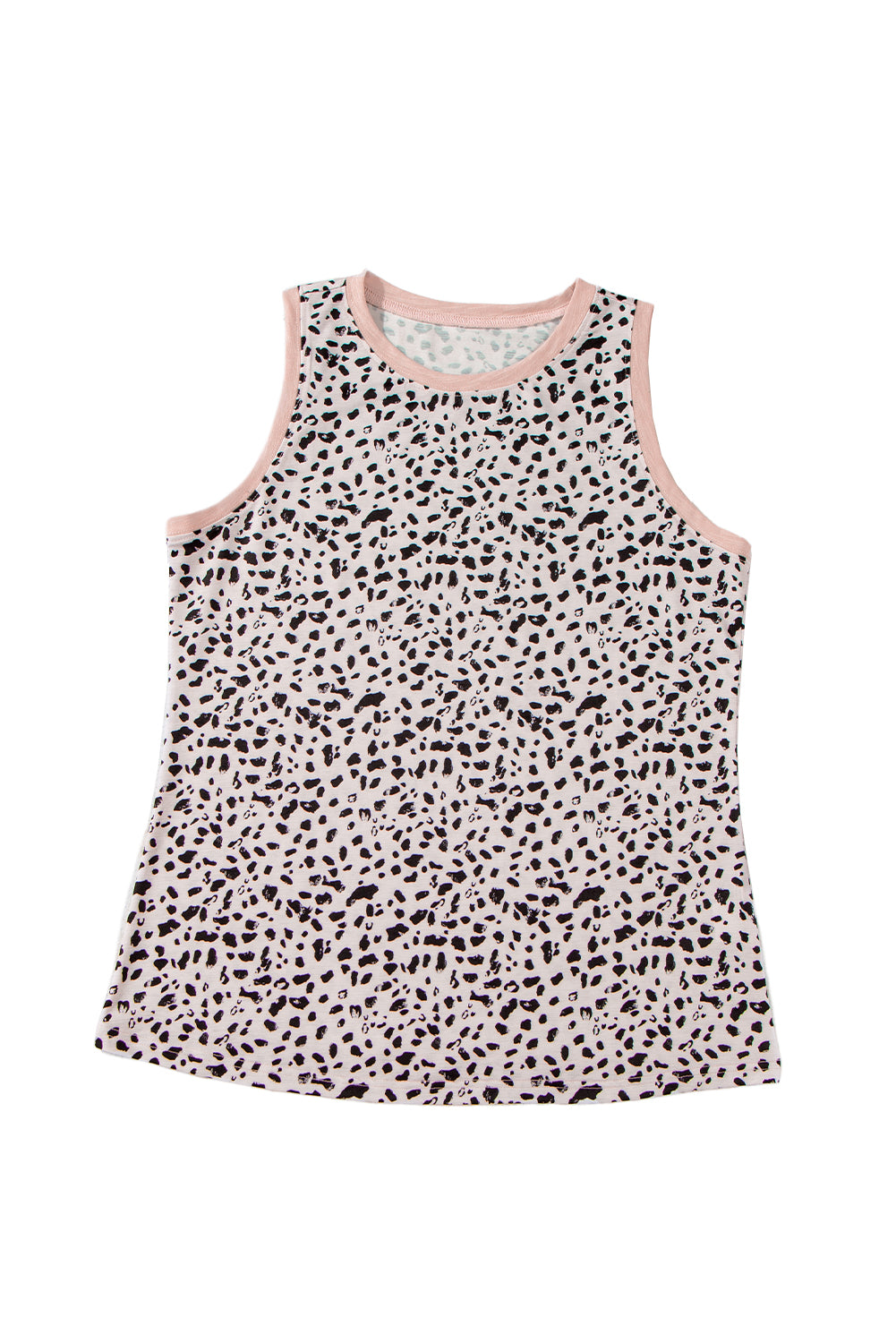 Gray Leopard Print Round Neck Tank Top