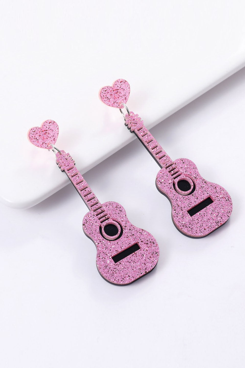 Shiny Guitar Love Music Festival Heart Stud Earrings