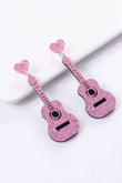 Shiny Guitar Love Music Festival Heart Stud Earrings