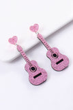 Shiny Guitar Love Music Festival Heart Stud Earrings