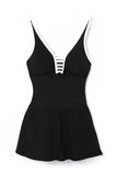 Strappy V Neck Side Split One-piece Swimdress