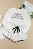 Long Sleeve Letters Pullover and Animal Shorts Lounge Set