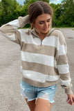 Zipped Collar Ribbed Edge Sweater