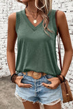 Black Ribbed V Neck Tank