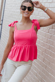 Knotted Straps Peplum Tank Top