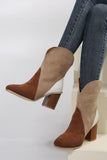 Colorblock Suede Heeled Ankle Booties