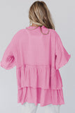 Ruffled Trim Half Sleeve Open Front Kimono