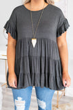 Tiered Ruffled Short Sleeve Plus Size Blouse