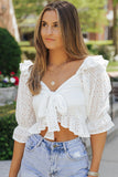 Ruffle Puff Sleeve Crop Top