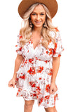 Blooming Floral Tassel Tie Babydoll Dress