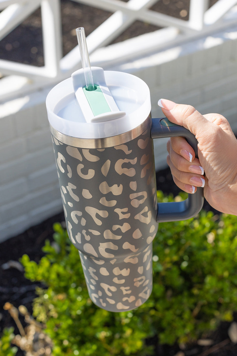 Leopard Print 40OZ Stainless Steel Portable Cup with Handle