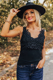 V Neck Floral Crochet Tank Top