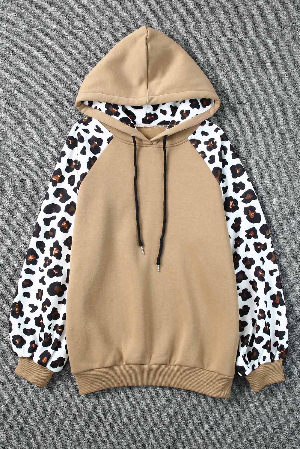 Leopard Bishop Sleeve Hooded Sweatshirt