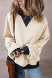 Red Clay Color Block Patch Drop Shoulder Oversized Sweatshirt