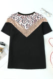 Leopard Sequin Waffle Knit Short Sleeve T-shirt