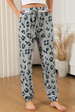 Leopard Print Drawstring High Waist Jogger Pants