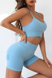 Ribbed Trim Strappy High Waist Active Set