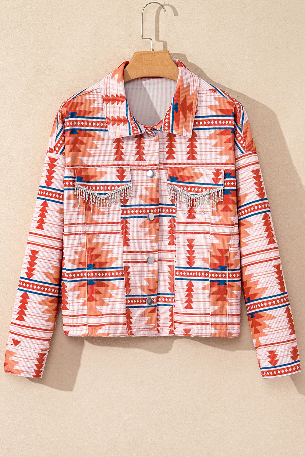 Western Aztec Print Corduroy Jacket